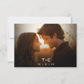 Save The Date Coucher de soleil moderne Orange Script Photo Mari (Dos)
