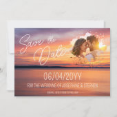Save The Date Coucher de soleil orange avec photo de couple pers (Devant)