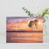 Save The Date Coucher de soleil orange avec photo de couple pers (Debout devant)