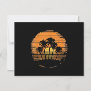 Save The Date Coucher de soleil Rétro Palmier Eté Plage Vintage