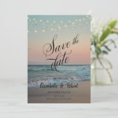 Save The Date Coucher de soleil sur la plage,Guirlande Lumineuse (Debout devant)