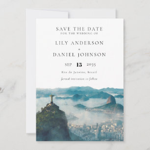 Save The Date Coucher de soleil sur Rio de Janeiro aquarelle Bré