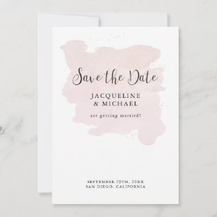 Save The Date Couleur d'aquarelle rose pâle simple et élégant