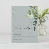 SAVE THE DATE COULEUR D'EAU MODERNE GRISE EUCALYPTUS VERT (Debout devant)