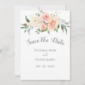 Save The Date Couleur d'eau vive Mariage floral romantique (Devant)