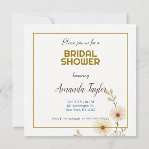 Save The Date Couleur Or Blanc Minimaliste Douche nuptiale