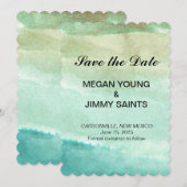 Save The Date couleur verte abstraite de l'aquarelle enregistrer (Devant / Derrière)