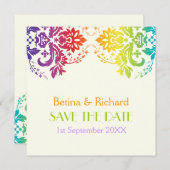 Save The Date Couleurs arc-en-ciel mariage damassé Enregistrer l (Devant / Derrière)