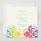 Save The Date Couleurs arc-en-ciel mariage damassé Enregistrer l (Dos)