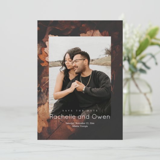 Save The Date Couleurs chaudes de l'automne Photo Mariage Enregi (Debout devant)