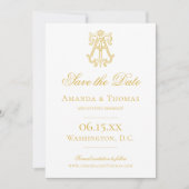 Save The Date COULEURS ÉDITABLES À L'Invitation Monogramme TA (Devant)