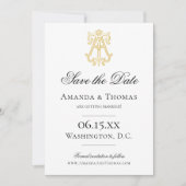 Save The Date COULEURS ÉDITABLES À L'Invitation Monogramme TA (Devant)