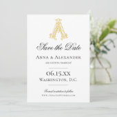 Save The Date COULEURS ÉDITABLES AA Monogramme AA Crest Enregist (Debout devant)