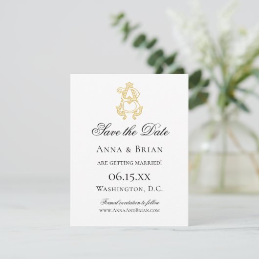 Save The Date COULEURS ÉDITABLES AB Monogramme BA Monogramme Inv (Debout devant)