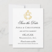 Save The Date COULEURS ÉDITABLES AC Monogramme CA Monogramme Inv (Devant)