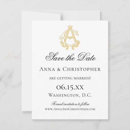 Save The Date COULEURS ÉDITABLES AC Monogramme CA Monogramme Inv (Devant)