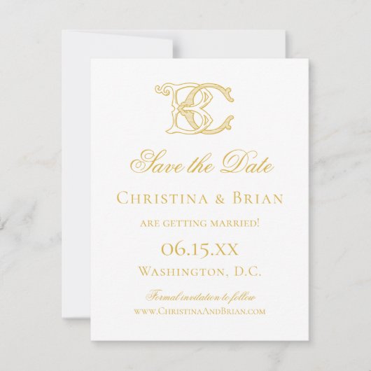 Save The Date COULEURS ÉDITABLES BC Monogramme CB Monogramme Inv (Devant)