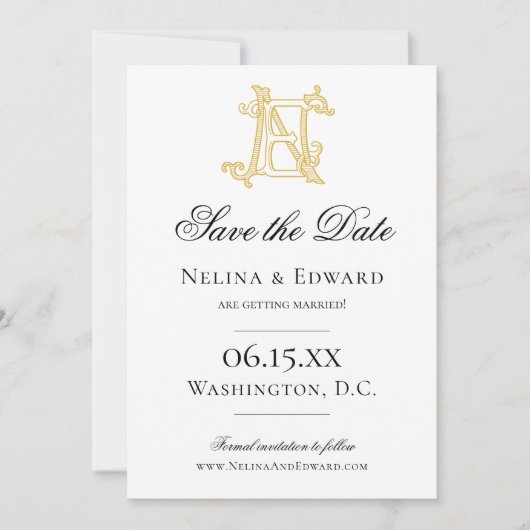 Save The Date COULEURS ÉDITABLES EN Monogramme NE Monogramme Inv (Devant)