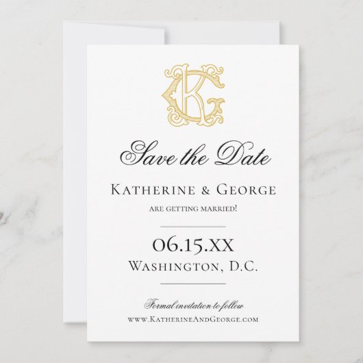 Save The Date COULEURS ÉDITABLES GK Monogramme KG Monogramme Inv (Devant)