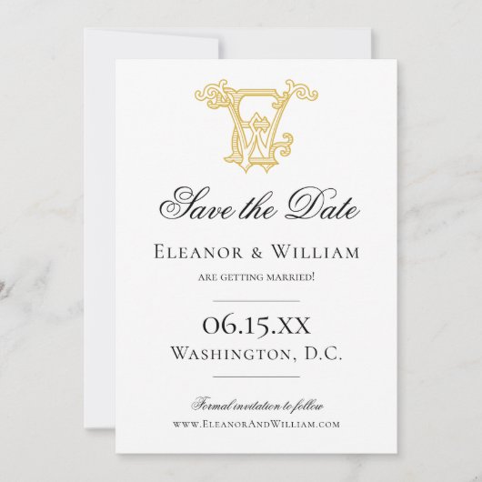 Save The Date COULEURS ÉDITABLES NOW Monogramme NOUS Monogrammes (Devant)