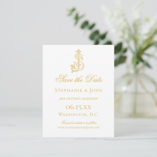 Save The Date COULEURS ÉDITABLES SJ Monogram JS Monogram Invitat (Debout devant)