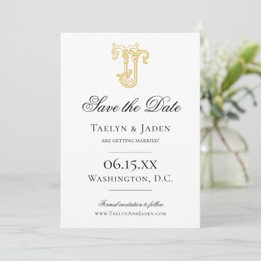 Save The Date COULEURS MODIFIABLES JT Monogramme TJ Monogramme I (Debout devant)