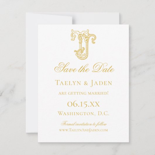 Save The Date COULEURS MODIFIABLES JT Monogramme TJ Monogramme I (Devant)