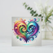 Save The Date Couleurs vives du coeur arc-en-ciel (Debout devant)