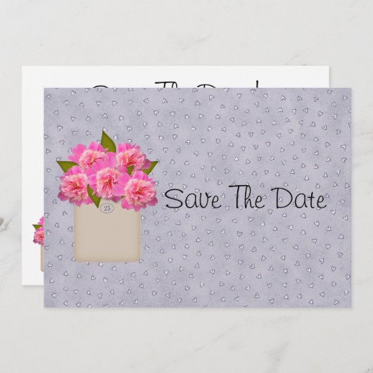 Save The Date Country Crock Of Peonies Enregistrer La Date (Devant / Derrière)