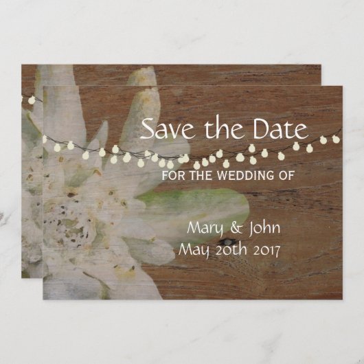 Save The Date Country Mountain Mariage Edelweiss Enregistrer la  (Devant / Derrière)