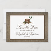 Save The Date Country Rustic Burlap Monogramme Arbre Enregistrer (Devant)