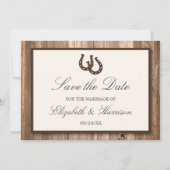 Save The Date Country Rustic Horseshoe, Bois Brown Enregistrer L (Devant)