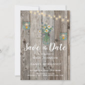 Save The Date Country Rustic String Lights Jars Fleur sauvage Ph (Devant)