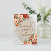 Save the Date Country Rustiek Wit Hout Briefkaart (Staand voorkant)