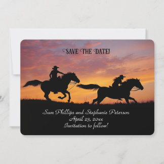 Save the Date Country Western Cowboy Cowgirl  Kaart