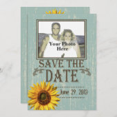 Save The Date Country Wood et Sunflower Photo Enregistrer la dat (Devant / Derrière)