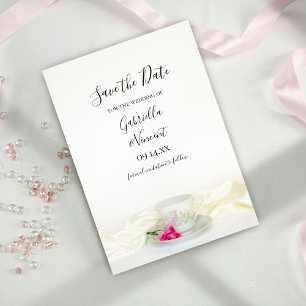 Save The Date Coupe de thé floral Roses roses mariage Enregistre