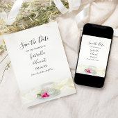 Save The Date Coupe de thé floral Roses roses mariage Enregistre