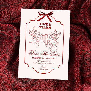 Save The Date Coupe élégante ange cupidon musique mariage 