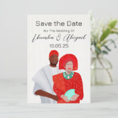 Save The Date Couple Africain Illustré (Debout devant)