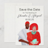 Save The Date Couple Africain Illustré (Devant / Derrière)