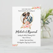 Save The Date Couple afro-américain (Debout devant)