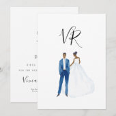 Save The Date Couple afro-américain illustré (Devant / Derrière)