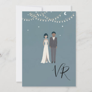 Save The Date Couple Afro-Américain Simple Illustré
