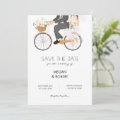 Save The Date Couple amoureux faisant une balade à bicyclette ma (Debout devant)