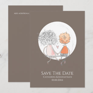 Save The Date Couple assis sur une lune de swing illustration si