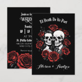Save The Date Couple de crânes gothiques avec roses mariage (Devant / Derrière)