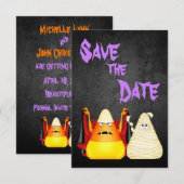 Save The Date Couple de maïs en bonbons mignon et effrayant pour (Devant / Derrière)