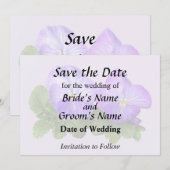 Save The Date Couple de Pensées Violet Clair et Blanc (Devant / Derrière)
