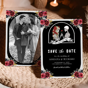 Save The Date Couple de squelettes gothiques Roses Photo Mariage